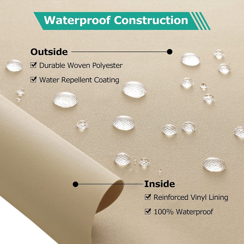 SunPatio Chaise Lounge Cover Outdoor Waterproof  Heavy Duty 2 Pack Patio Lounge Chair Cover  UV & Rip & Fade Resistant  All Weather Protection  80W x 32D x 25H inch  Beige & Olive - Image 3